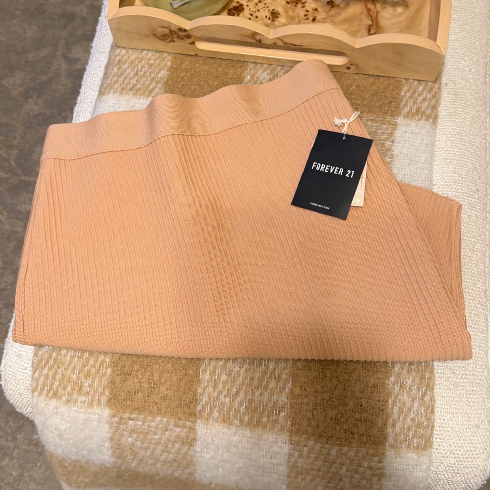 Forever 21 Ribbed Tan Pencil Skirt